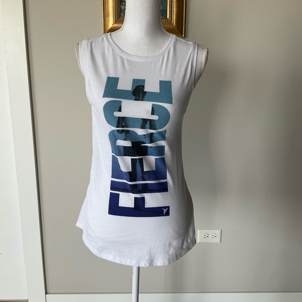 Old Navy Active White Tank with Blue Accents
